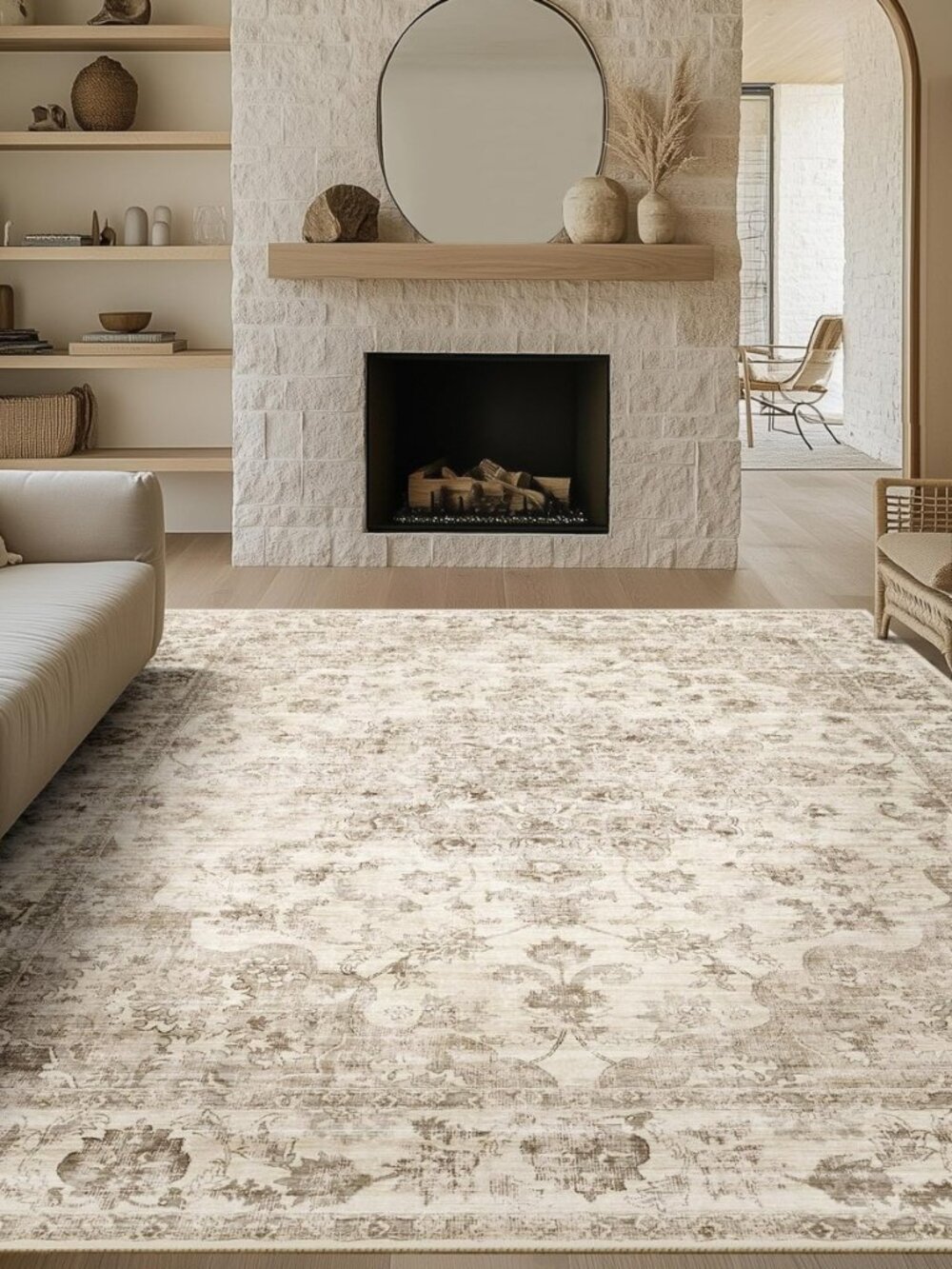 8x10 Beige Neutral Area Rug